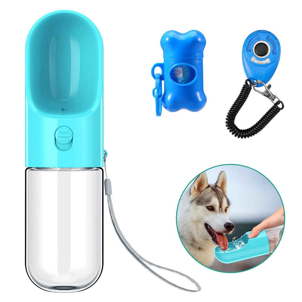 ORIA Dog Water Bottle, Portable Pet Water Bottle, 20 Oz Leaf Water Feeder Container with Dog Waste Bags Dispenser, Drinking Cup Bowl, Made of Food-Grade Silicone for Travel, Walking, Outdoor Hiking Silicone+PET Plastic - PawsPlanet Australia