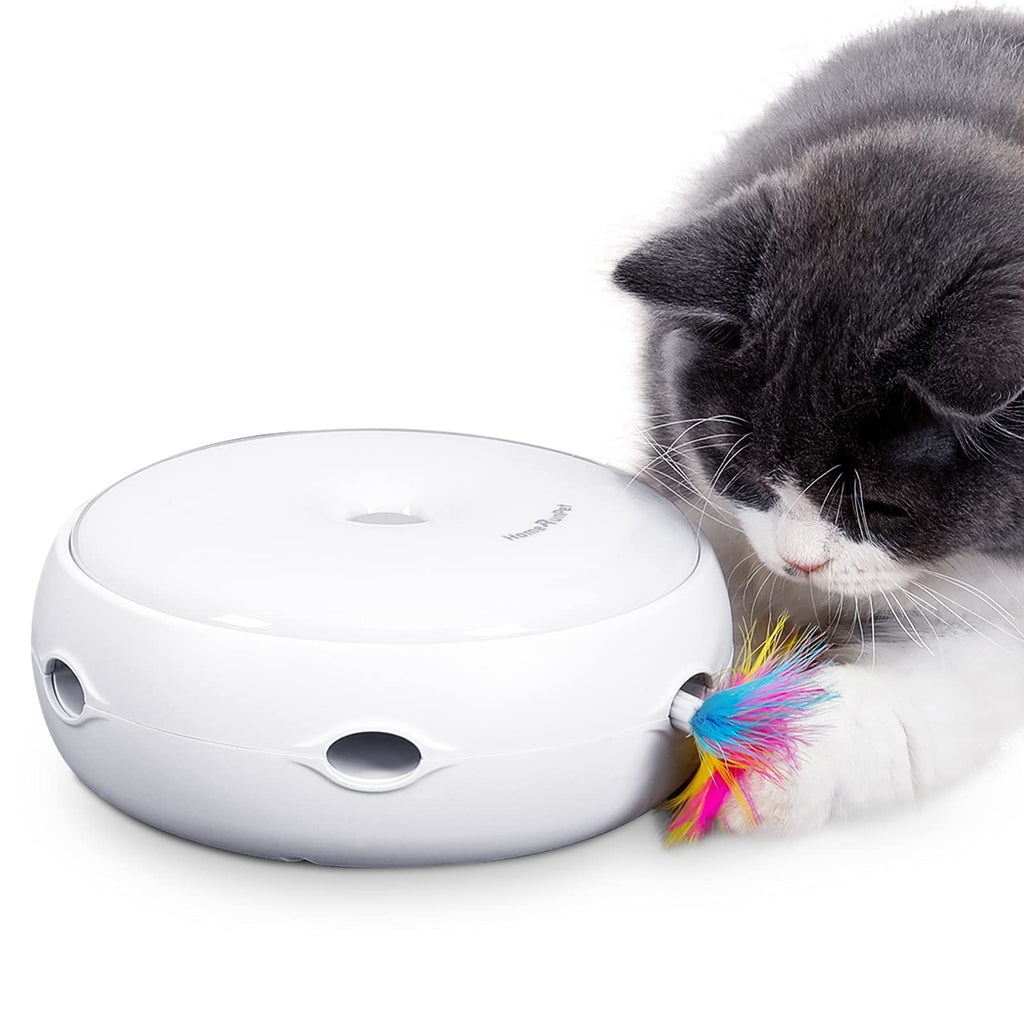 Cat Toy Interactive Feather Smart Kitten Teaser Toy 2021 UPGRADE Silent Version Electronic,Auto Three Modes Random Rotating Feather, Plus Day & Night Sensor, Stimulates Cat's Senses Funny Pet Toys White - PawsPlanet Australia