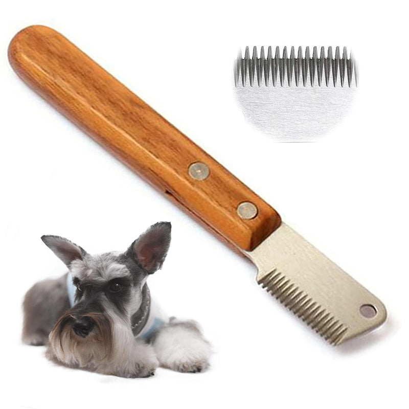 Aidiyapet Dog Professional Stripping Knife, Pet Deshedding Tool Brush Pet Grooming Tool Ergonomic Wooden Handle (Grey) - PawsPlanet Australia