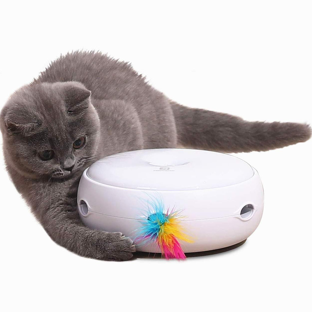 Pettom Interactive Cat Toys with Electronic Rotating Feather Automatic Ambush Cat Toy 3 Speed Modes Play Randomly Stimulates Cat's Senses & Instincts (Included Battery&Replace Feather) - PawsPlanet Australia