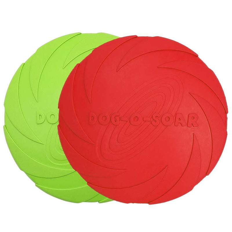 Vivifying Dog Flying Disc, 2 Pack 7 Inch Natural Rubber Floating Flying Saucer for Both Land and Water (Green + Red) Green + Red - PawsPlanet Australia