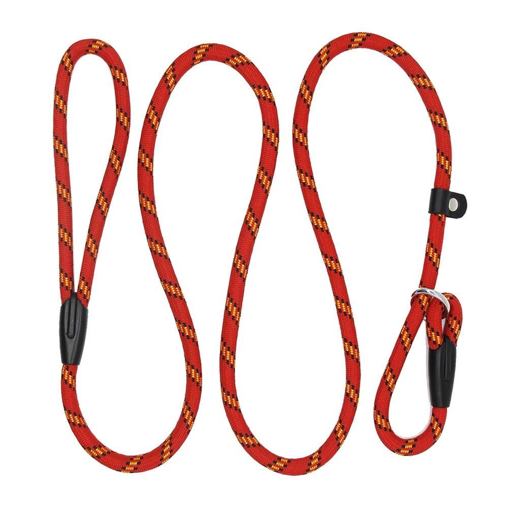 nuoshen Dog Slip Lead,125cm Extremely Durable Strong Dog Training Leash Rope Adjustable Pet Lead Leash for Dogs, Red part of 1 - PawsPlanet Australia