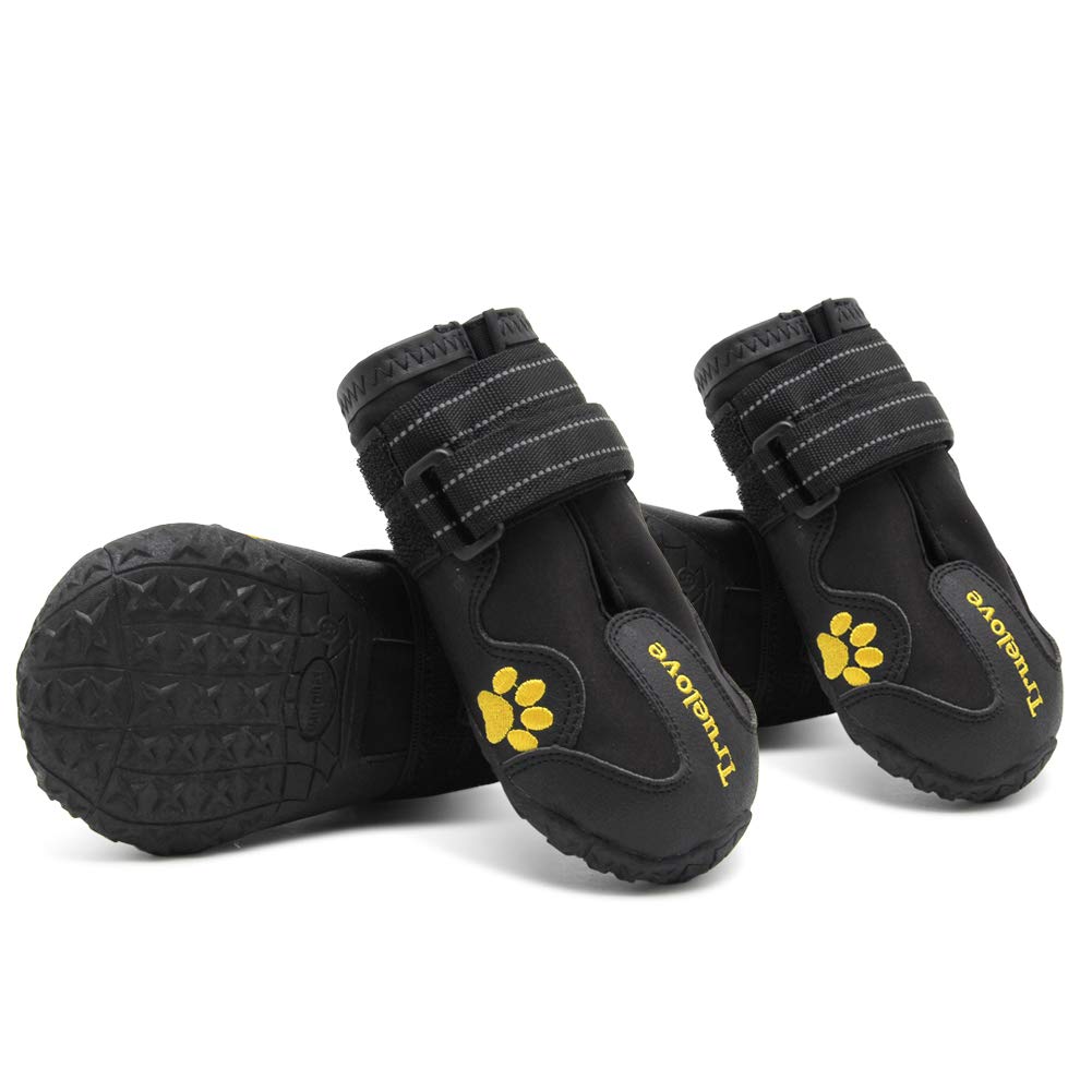 MOKCCI Truelove Dog Boots Waterproof Dog Shoes with Best Reflective Straps for Small Medium Large Dog Outdoor 1# Black - PawsPlanet Australia