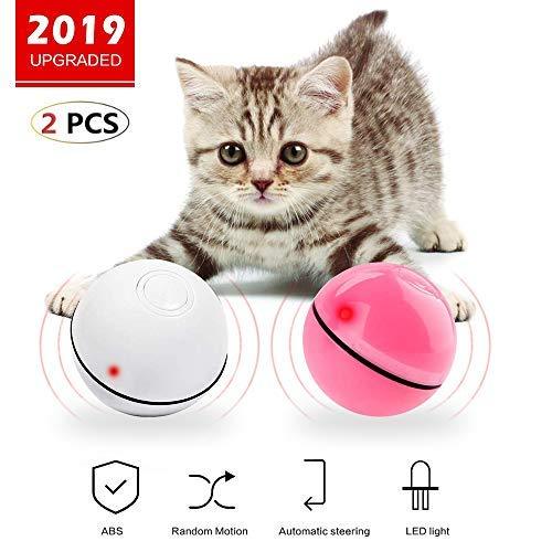 Rtwrtne Cat Toy Ball, USB Rechargeable 360-degree Automatic Rotating Ball With LED Lights, Exciting Cat Hunting Instinct Fun Roller Toy - PawsPlanet Australia