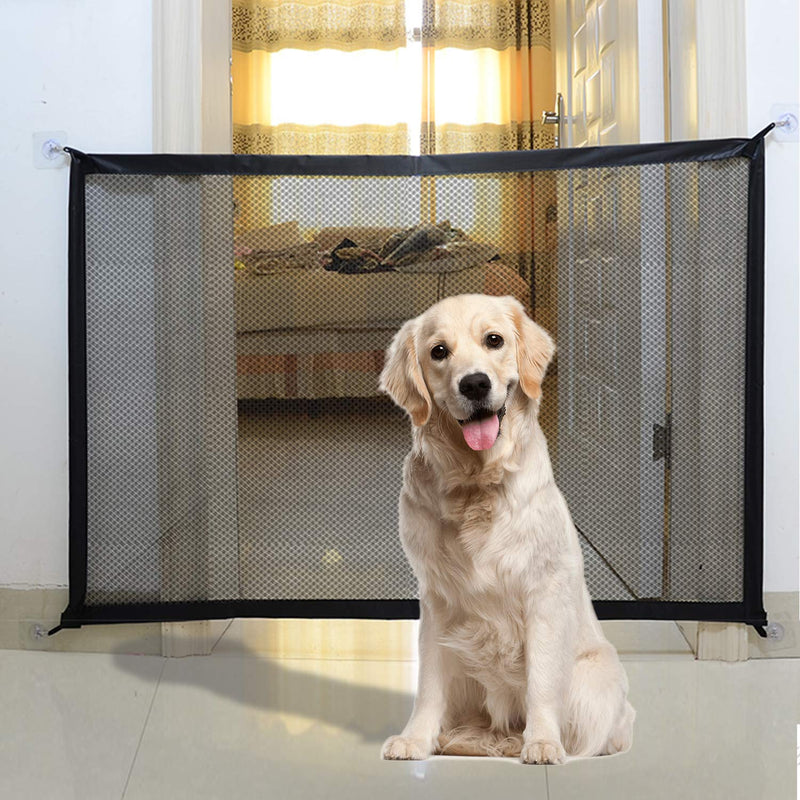 Magic Gate for Dogs, Portable Folding Stair Gate Safe Guard Isolation Net with 2CM Extension Strap Safety Gate Install Anywhere for Dogs Cats-110x72CM Extended straps - PawsPlanet Australia