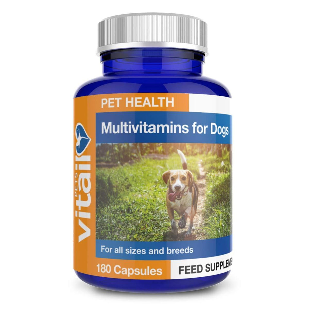 Multivitamin for Dogs, 180 'Split and Pour' Capsules. Pet Multi Vitamin Providing 16 Essential Vitamins and Minerals. - PawsPlanet Australia