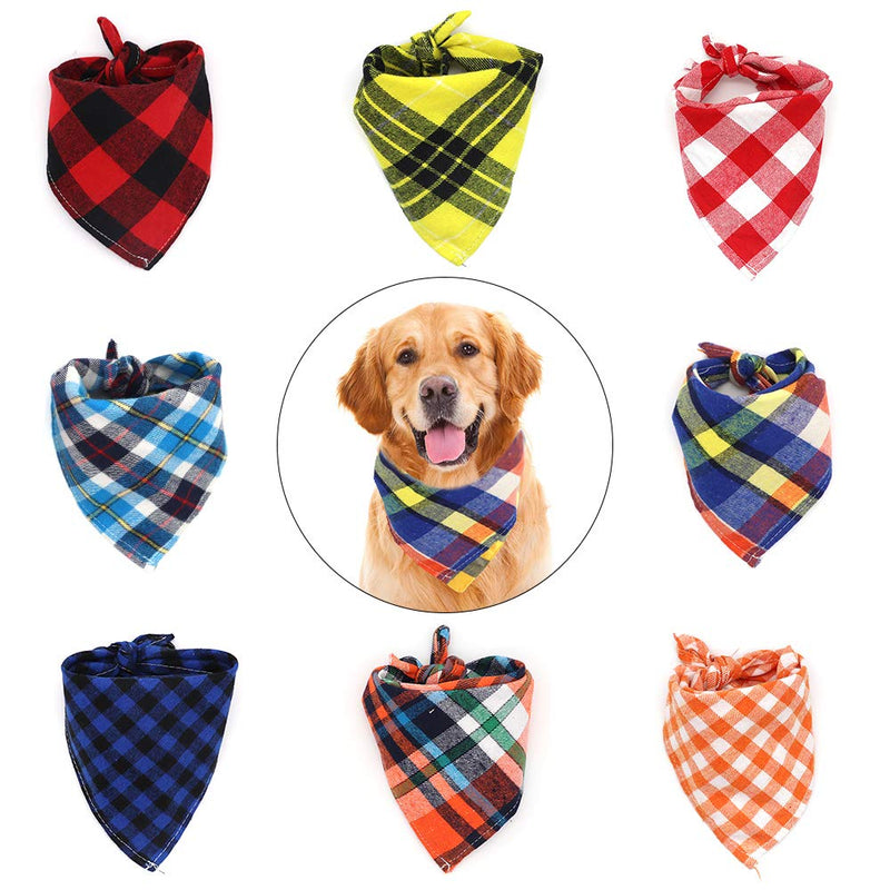 SLSON 8 Pack Dog Bandanas, Washable Dog Bandana Triangle Bibs Plaid Printing Tieable Dog Kerchief Set Scarf Accessories for Small to Large Dogs Cats Pets - PawsPlanet Australia