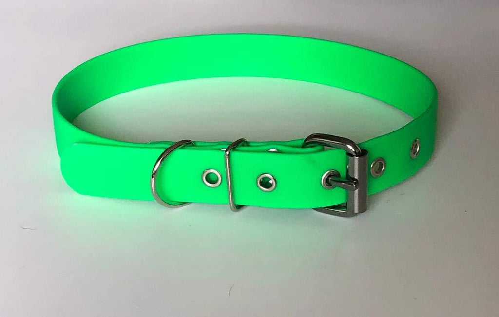 GREEN LARGE BIOTHANE BUCKLE DOG COLLAR 19"-23" 48CM-58CM 25MM WIDE WATERPROOF HYPOALLERGENIC VEGAN DURABLE - PawsPlanet Australia