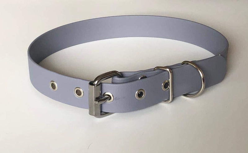 BIOTHANE BUCKLE DOG COLLAR GREY 19"-23" 48CM-58CM25MM WIDE LARGE WATERPROOF HYPOALLERGENIC VEGAN DURABLE - PawsPlanet Australia