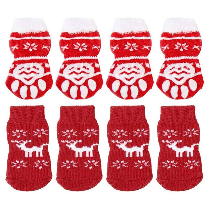 POPETPOP 8PCS Pet Christmas Socks Non-Slip Pet Socks Pet Socks Supplies Christmas Warm Cotton Socks for Dog Puppy Kitten Cat L - PawsPlanet Australia