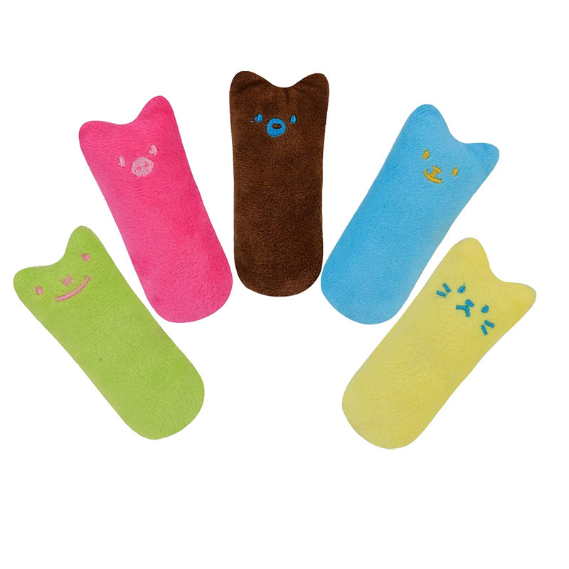 5 PCS Catnip Pillow Interactive Plush Toy, Teeth Cleaning Chew Grinding Playing Bite Pet Toys Suitable for All Cats and Kittens - PawsPlanet Australia