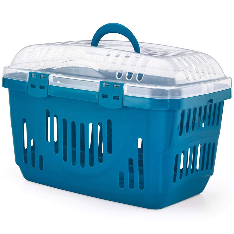 Blue & Transparent Lid Pet Dog Puppy Cat Carriers Basket Bag Cage Portable Travel Kennel Training Box Blue/Transparent - PawsPlanet Australia