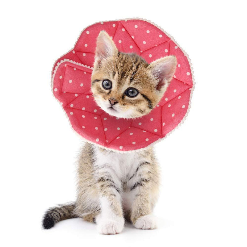 SLSON Cat Recovery Collar Soft Pet Cone Collar Protective Cat Cone Cotton Adjustable Fasteners Collar for Cat and Puppy, Pink (S) S - PawsPlanet Australia