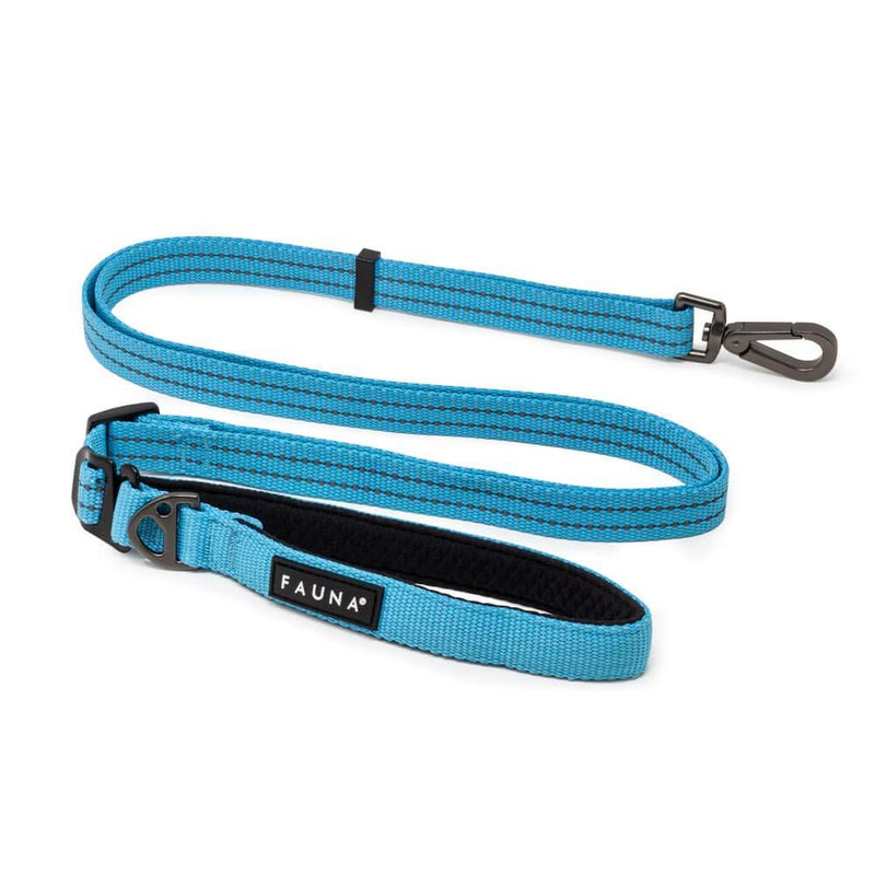 Fauna Strong Dog Lead, Reflective Durable Adjustable Dog & Puppy Leash with Comfortable Padded Handle, 3 in 1 – Long, Short or Hands Free Lead for Walking and Running – 5.6 ft / 1.7m (Blue) Blue - PawsPlanet Australia