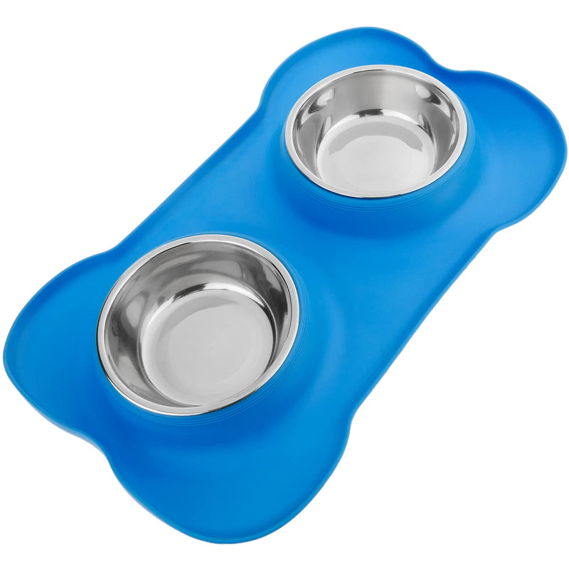 PrimeMatik - Pet bowl in stainless steel. Feeder for dogs and cats with non-slip silicone tray - PawsPlanet Australia