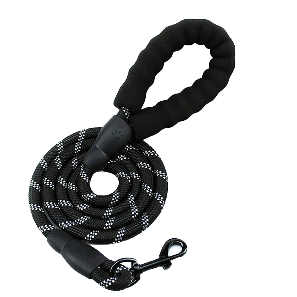 YAVO-EU Dog lead 1.5m/5ft Strong Pet Leash Rope with High Reflective Threads Nylon Mountain Climbing&Comfortable Padded Handle,Strong&Durable Dog Chain for Small,Medium&Large Dogs (Black) Black - PawsPlanet Australia