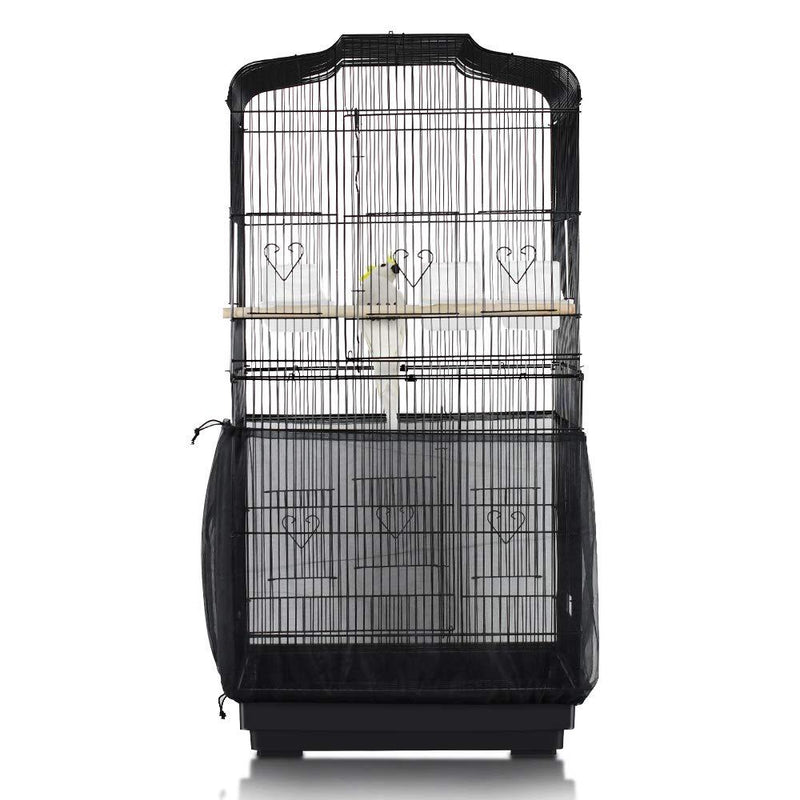 ASOCEA Bird Cage Seed Catcher Parrot Cage Mesh Skirt Universal Birdcage Cover Birdseed Nylon Net Guard extra large - Black (Not Include Birdcage) - PawsPlanet Australia