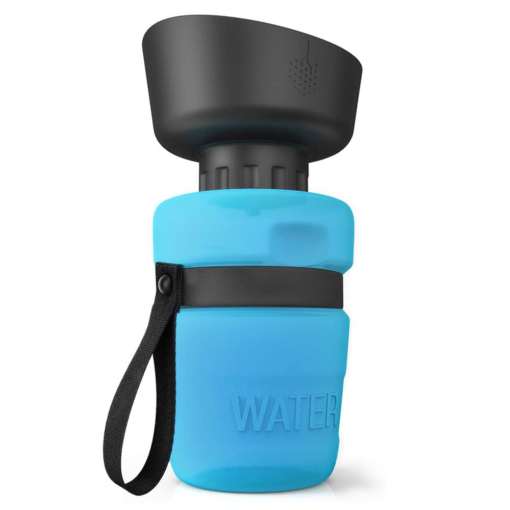 Dog Water Bottle Travel Portable, Zellar Collapsible Dog Water Bottle for Walking Drinking Leaks No More Puppy Water Bottle, 18oz Blue - PawsPlanet Australia