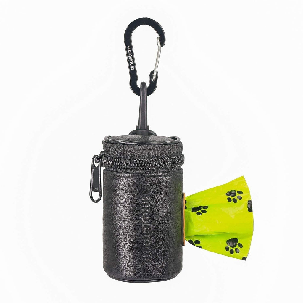 simpletome Dog Poop Bags Dispenser for Leash Belt Wear-Resistant Waterproof YKK Zipper (Microfiber Leather Black) Microfiber Leather Black - PawsPlanet Australia