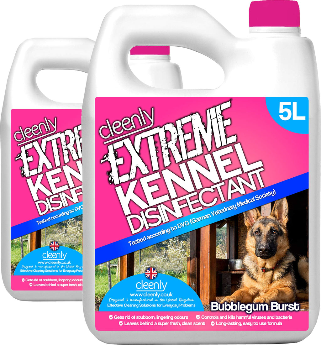 Cleenly Extreme Kennel Disinfectant, Deodoriser, and Cleaner (10L) - Bubblegum Fragrance - Kills and Controls Harmful Viruses and Bacteria - Tested According to the German Veterinary Medical Society - PawsPlanet Australia