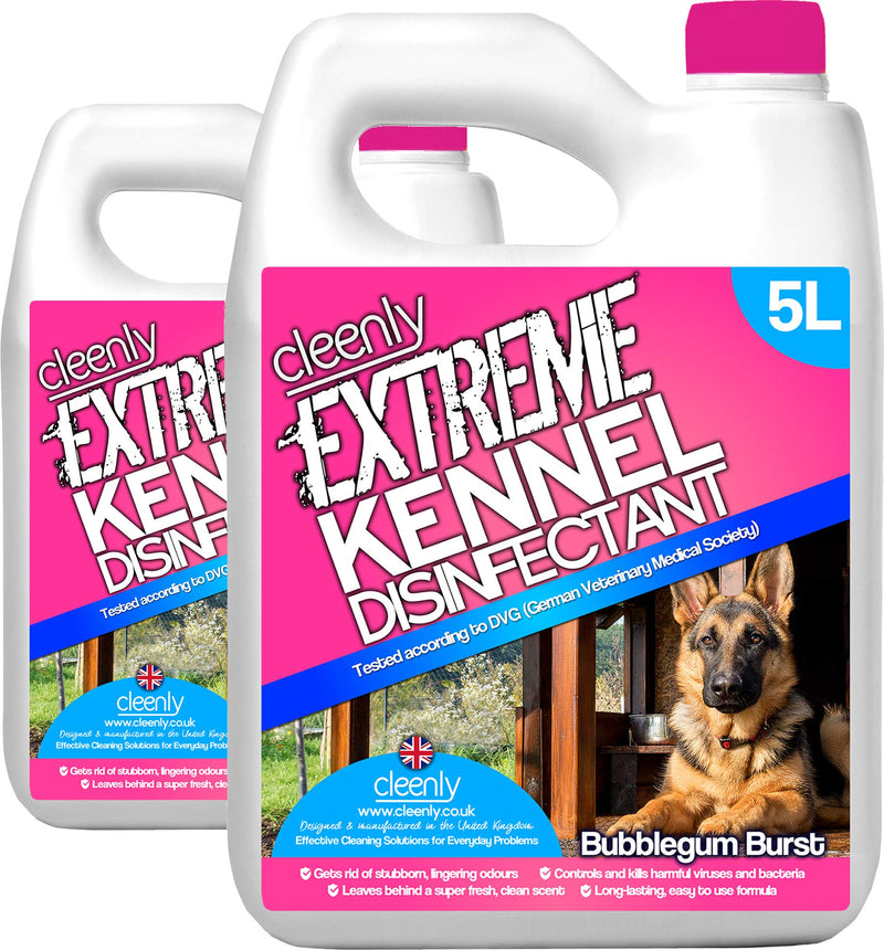 Cleenly Extreme Kennel Disinfectant, Deodoriser, and Cleaner (10L) - Bubblegum Fragrance - Kills and Controls Harmful Viruses and Bacteria - Tested According to the German Veterinary Medical Society - PawsPlanet Australia