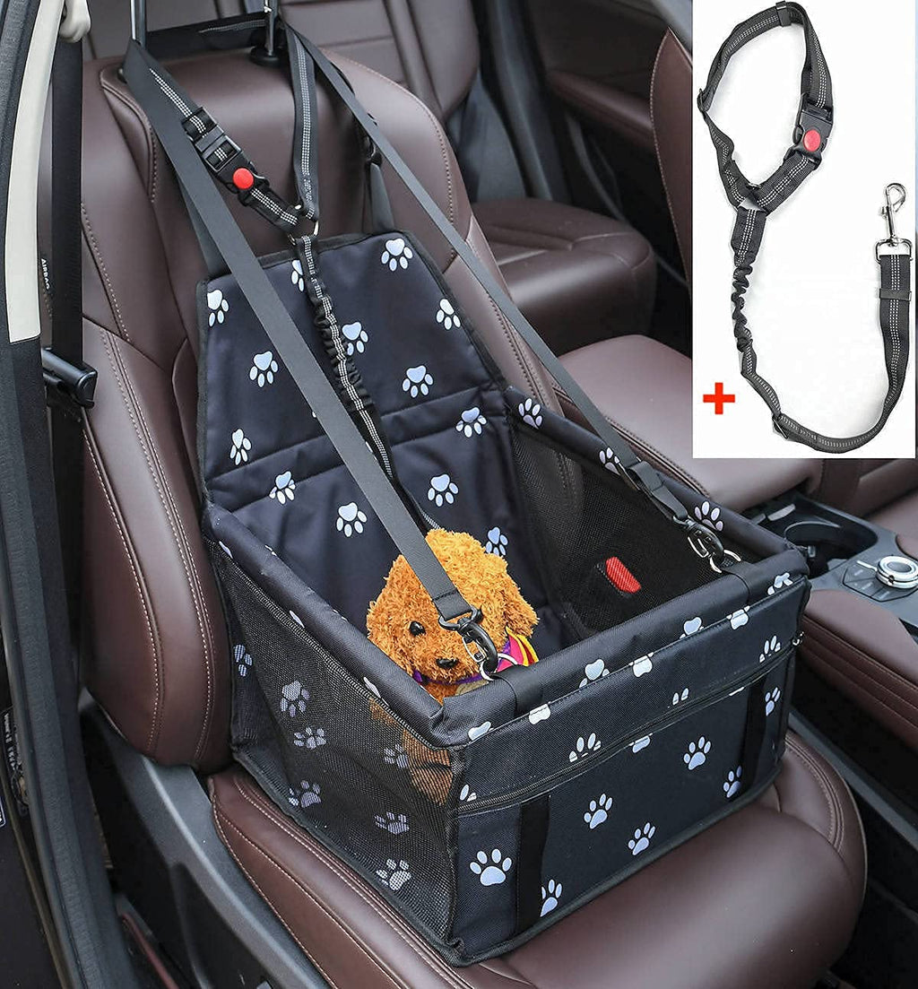 GoBuyer Waterproof Dog Car Seat Booster Carrier Car Booster Seat for Dogs with Headrest Strap Paw - PawsPlanet Australia