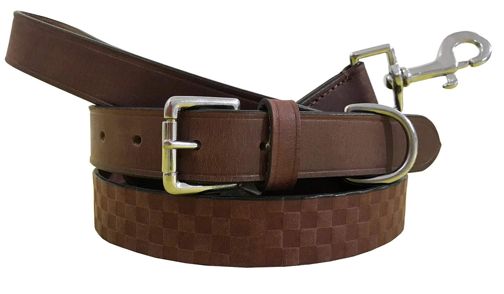 BRADLEY CROMPTON Genuine Leather Matching Pair Dog Collar and Lead Set S 12-15 Inches TanBrown - PawsPlanet Australia