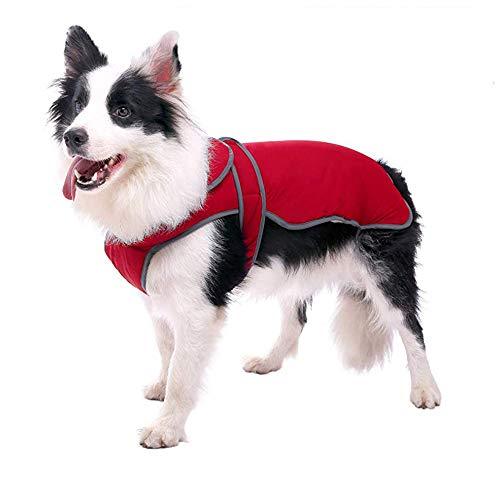 Reflective Waterproof Windproof Dog Coat Cold Weather Warm Dog Jacket Reversible Stormguard Design Winter Dog Vest for Small Medium Large Dogs - Red - XL - PawsPlanet Australia