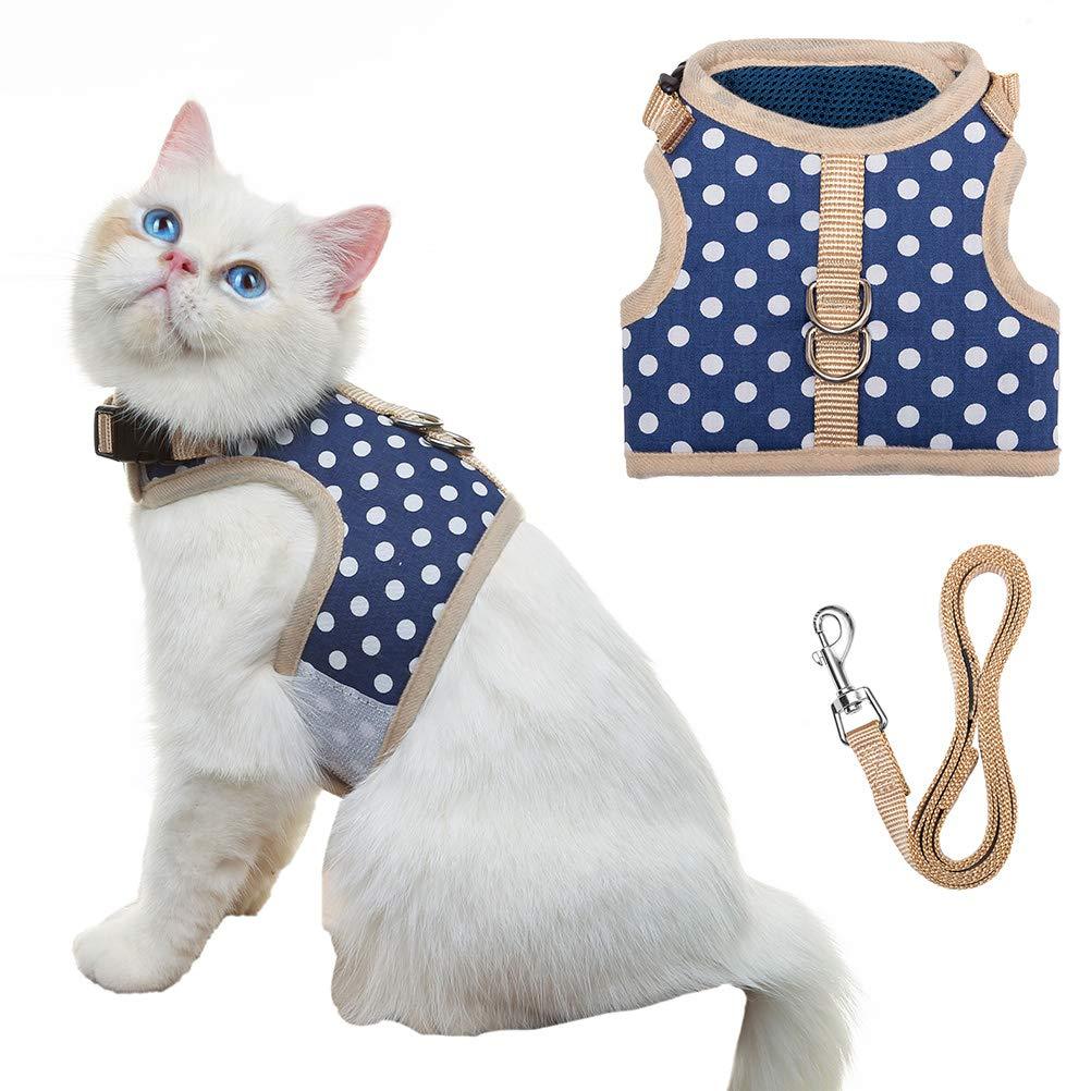 BEIJIA Cat Harness and Lead Set Escape Proof - Adjustable Soft Mesh Cat Harness for Cats Kittens Walking M - PawsPlanet Australia