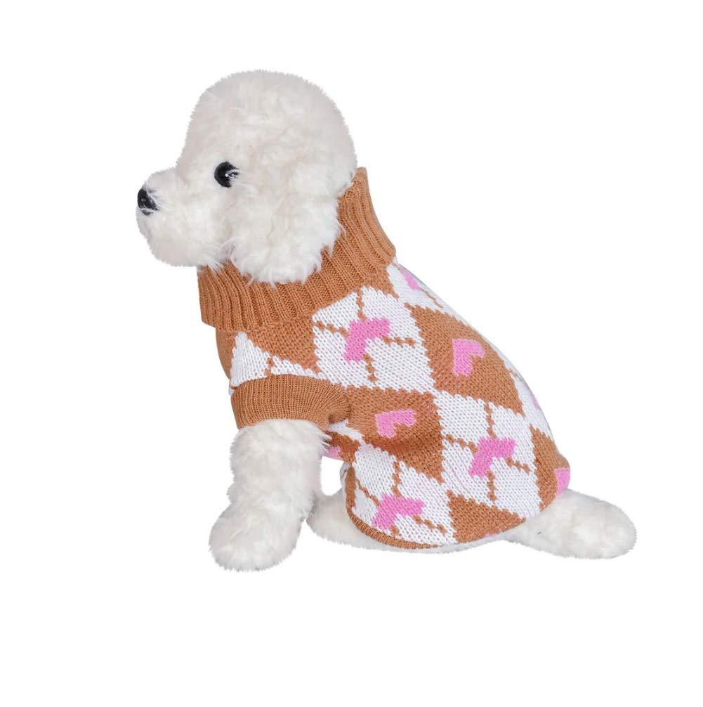 Ducomi Hearts Sweater for Dogs and Puppies in Soft and Warm Christmas Yarn and Hearts - Sweater for Dogs for Small and Medium Size - Dog and Cat Idea (M, Beige) M - PawsPlanet Australia