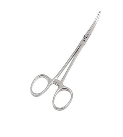 Comdent - Mosquito Hemostat Forceps, 12.5cm, Straight/Curved, Stainless Steel Dog Cat Pet Scissors Ear Hair Clamp Fishing Scissors Tools (Curved 12.5cm) Curved 12.5cm - PawsPlanet Australia