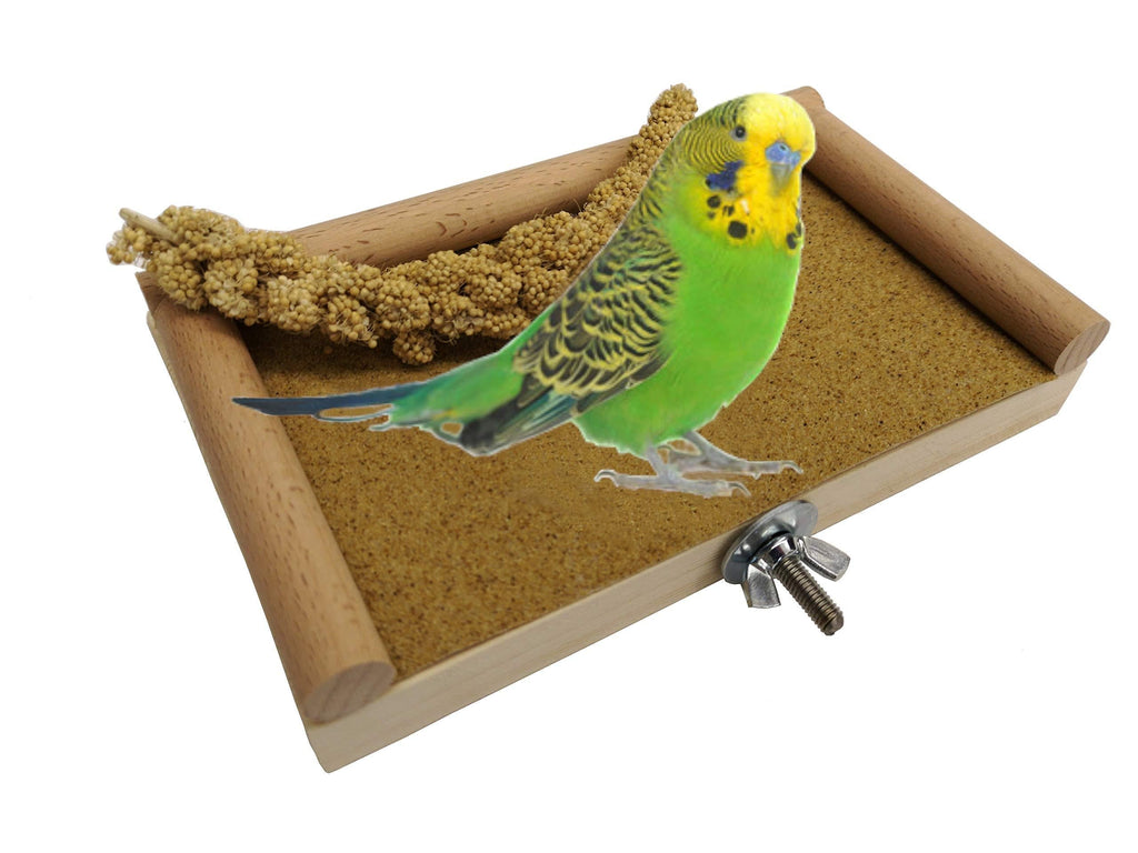 IW Designs Cage platform perch stand accessory! For budgies, canaries, finches, parrotlets! Beech doweling wood perimeter! Built to last! Aesthetic look! It will look great in any cage! - PawsPlanet Australia