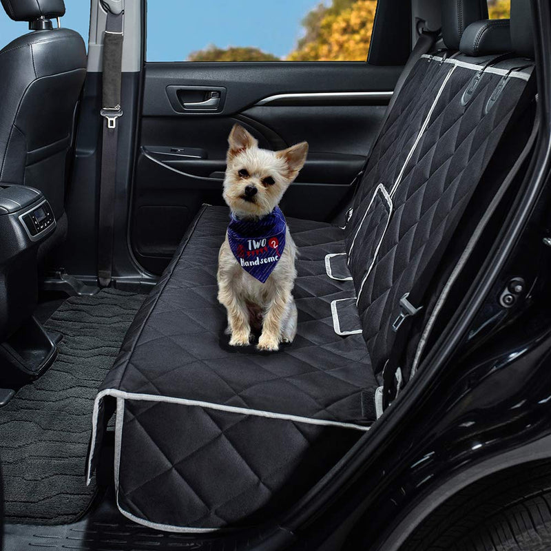 petalage Dog Seat Covers 100% Waterproof Pet Car Seat Cover Nonslip Bench Seat Covers Armrest Compatible for Back Seat with Pet Seat Belts for Cars Trucks & SUVs(Grey edge, 56"L x 50”W) 56''LX50''W - PawsPlanet Australia