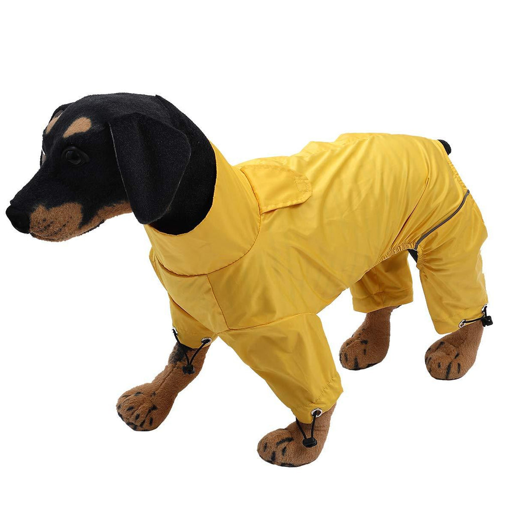 Morezi Dog raincoat, dog rain coat poncho waterproof clothes with safe reflective stripes and zipper closure for small medium and large pet - Yellow - XL - PawsPlanet Australia