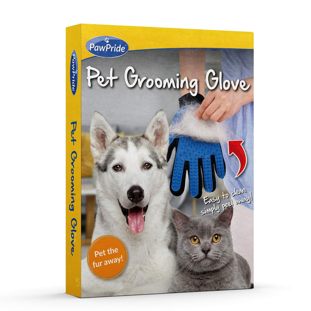 PawPride Pet Grooming Glove, Easy to Use Pet Brush, Fur Remover, Massage Mitt and Ideal for your Shedding Dogs, Cats, Rabbits! Super Easy to Clean & BPA Free Silicone - PawsPlanet Australia