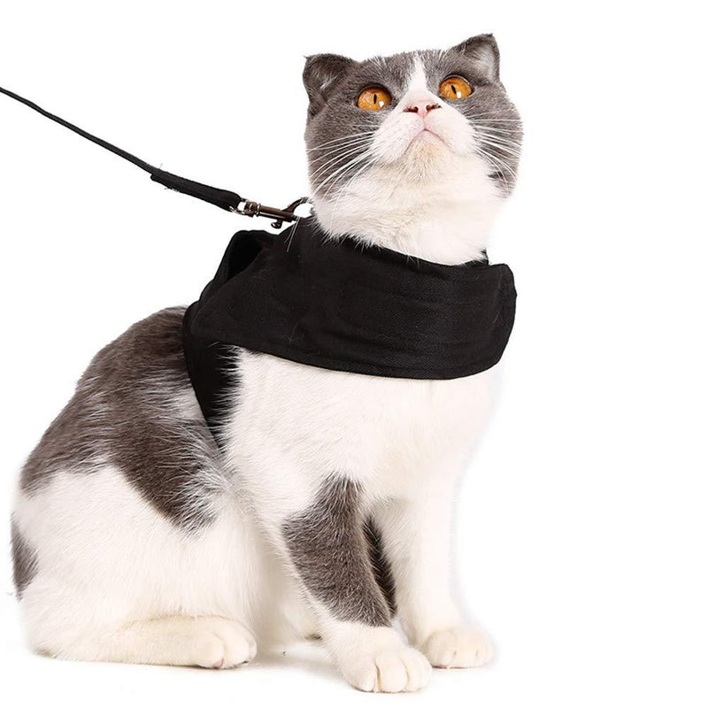 fushida Cat Harness and Leash Set Ultra-Light Kitten Collar Soft and Comfortable Escape Proof Cat Walking Jacket (Neck 15-26cm / Chest: 28-40 / Leash Length 120cm) (Black) Black - PawsPlanet Australia