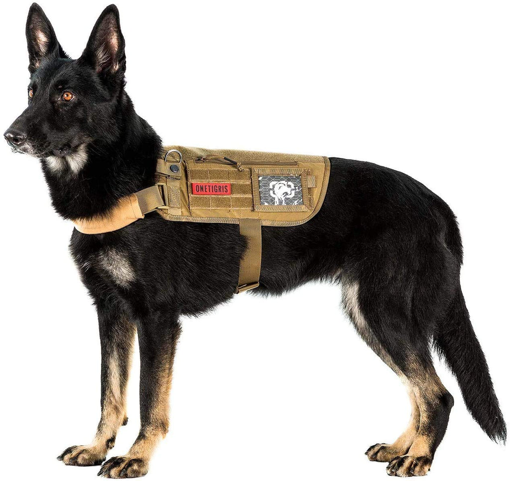OneTigris Tactical Service Dog Harness Nylon Vest for Training Walking M/L Size(Coyote Brown,Medium) Medium Coyote Brown - PawsPlanet Australia