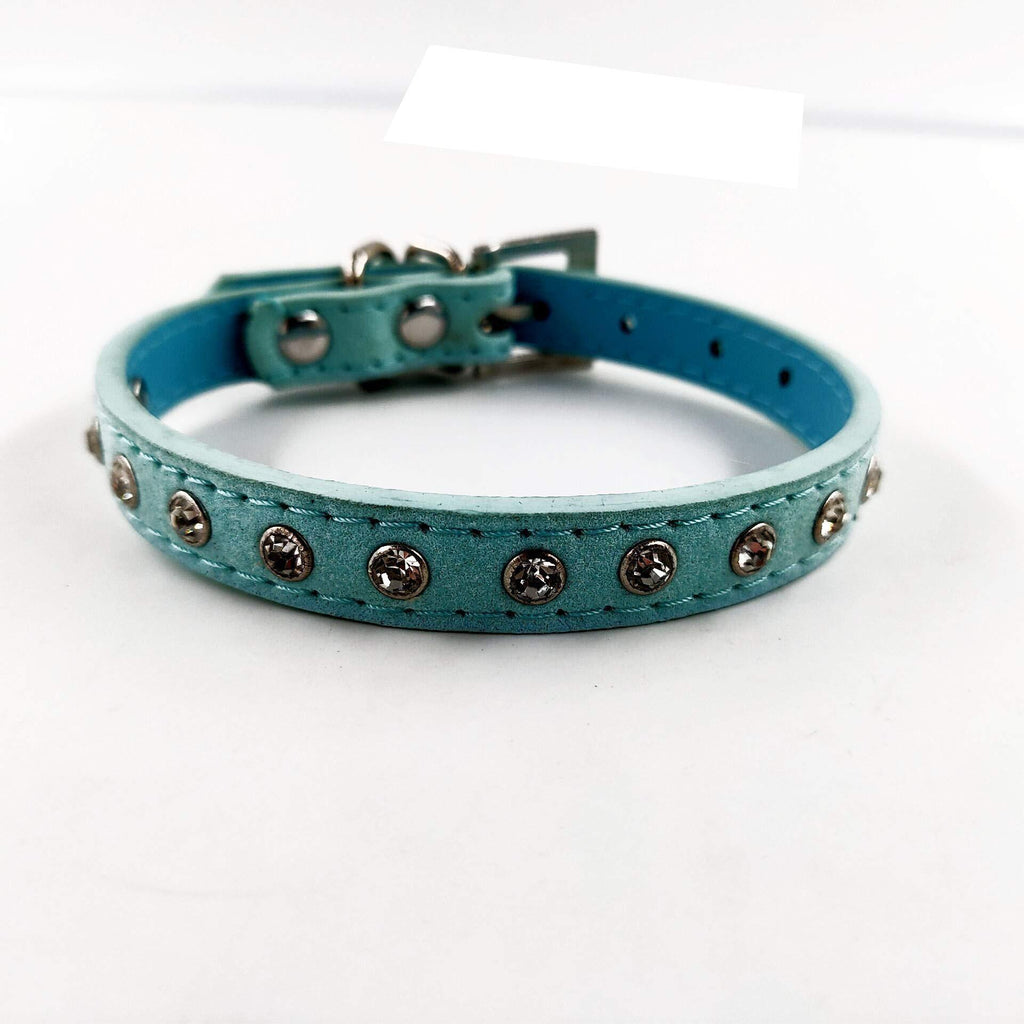 Accod Leather Pet collar for Cats Puppy Small Medium Dogs Adjustable 22-28CM Comfortable Pet Collars (Blue) Blue - PawsPlanet Australia