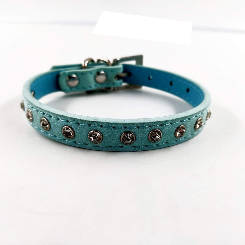 Accod Leather Pet collar for Cats Puppy Small Medium Dogs Adjustable 22-28CM Comfortable Pet Collars (Blue) Blue - PawsPlanet Australia