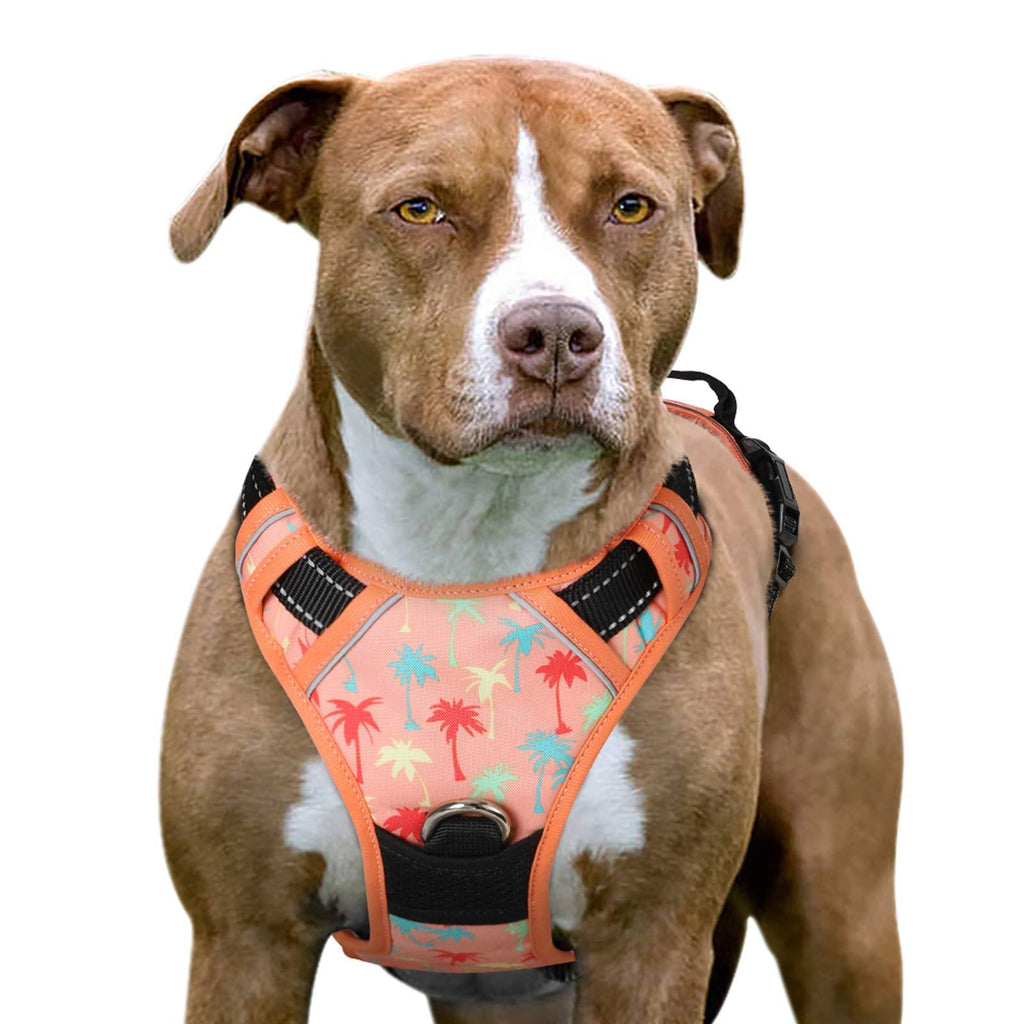 No Pull Dog Harness Large Pink with Tree Pattern, Front Clip Vest Harness with Handle Puppy Chest Padded Adjustable Reflective Breathable Mesh Lightweight Easy Control for Outdoor Walking - PawsPlanet Australia