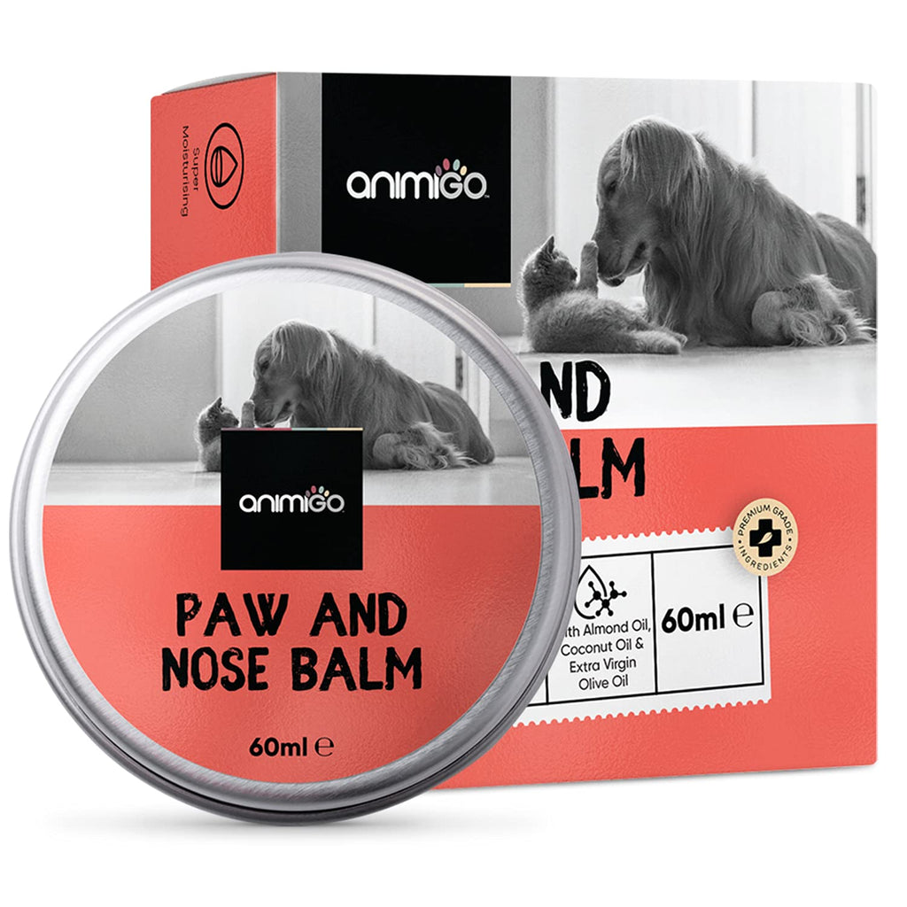 Animigo Natural Paw And Nose Balm For Dogs & Cats - 60ml - Nose & Paw Protection For Dogs & Cats All Year Round - Moisturising Cream For Cracked & Itchy Dog Pads - Lick Safe & Non Toxic - Made In UK - PawsPlanet Australia