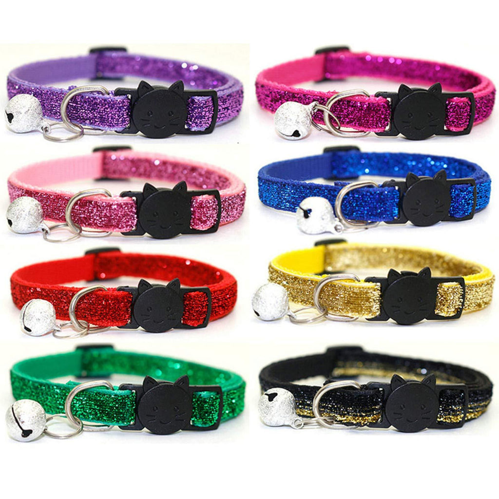 Symphonyw Pets Collar, Adjustable Safety Quick Release Buckle Cat Collars with Bell for Cat and Dog (8PCS) Self Release Buckle - PawsPlanet Australia