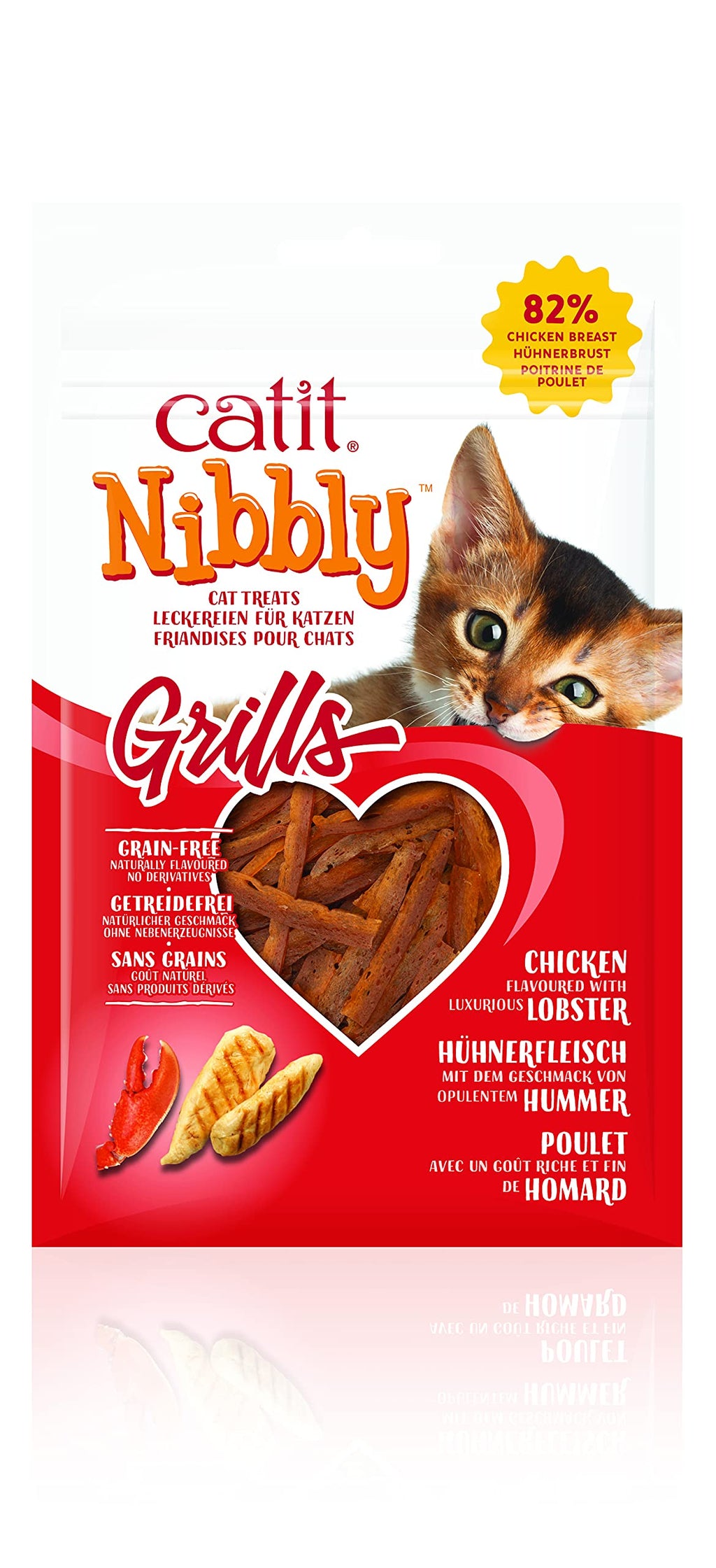 Catit Nibbly Grills Chicken Breast Fillet with Lobster Cat Chew Strips 30g With lobster clasp - PawsPlanet Australia