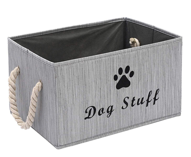 Pethiy Large Fabric Storage Bins Organizer with Cotton Rope Handle, Collapsible Cube Basket Container Box for Dog Apparel & Accessories,Dog Coats,Dog Toys Gift Baskets-Slub Grey Slub Grey - PawsPlanet Australia