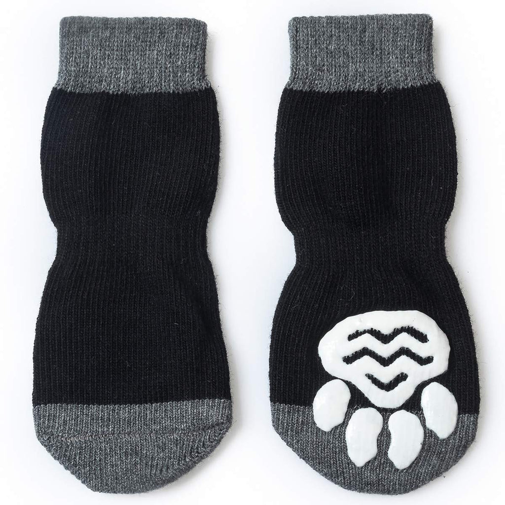 Pet Heroic 8 Sizes Anti-Slip Dog Socks Cat Socks Dog Cat Paw Protector With Rubber Reinforcement, Traction Control for Indoor Wear, Fit Extra Small to Extra Large Dogs Cats - Black Black mode M - PawsPlanet Australia