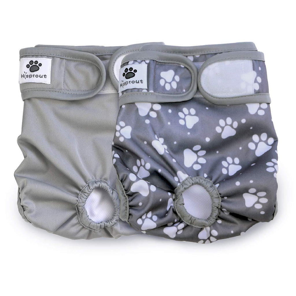 Hisprout Female Dog Diaper Reusable Washable Durable Doggie Diapers Pants (DDFM05) M Grey Footprints - PawsPlanet Australia