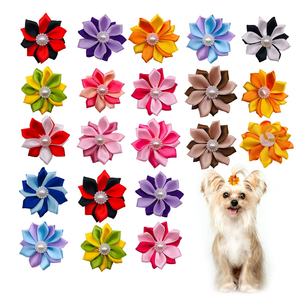 JpGdn 36 PCS Small Dog Hair Bows with Elastic Rubber Bands Handmade Colorful Pet Bow for Small Medium Puppy Doggies Cats Kitten Attachment Grooming Accessories bows with rubber band - PawsPlanet Australia