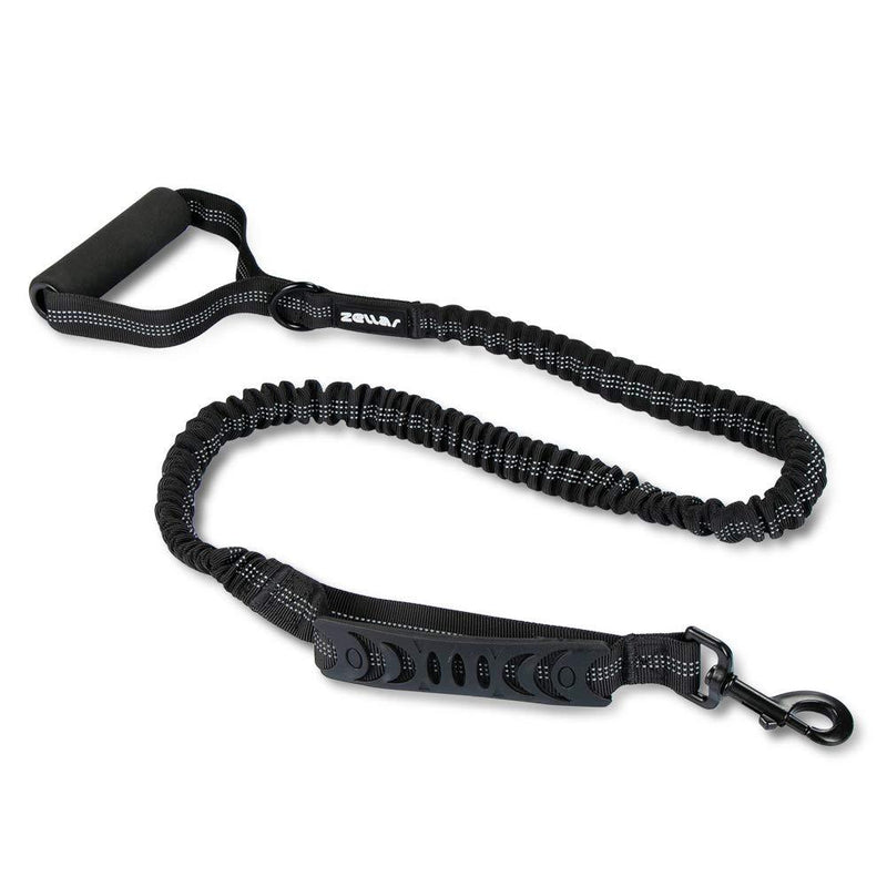 Bungee Dog Lead, Zellar Anti Pull Shock Absorbing Bungee Leash, Strong Dog Lead Pet Training Leash with Comfortable Padded Handle for Small Medium Large Dog - Reflective for Night Time Walking (Black) - PawsPlanet Australia