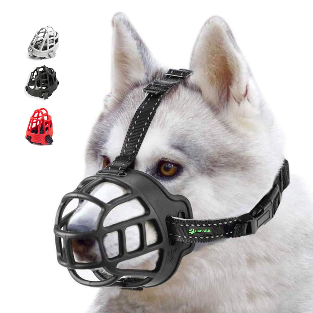 ILEPARK Dog Muzzle, Soft Silicone Basket Muzzle for Dogs, Breathable Mouth Cover and Adjustable Straps, Anti-Biting, Barking and Chewing. (Size 4,Black) Black - PawsPlanet Australia