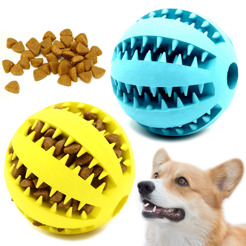 Youngever 2 Pack 7 cm Dog Ball Toys for Pet Tooth Cleaning, Chewing, Fetching, IQ Treat Ball Food Dispensing Toys (Large 2.75 inch) Large (Pack of 2) - PawsPlanet Australia